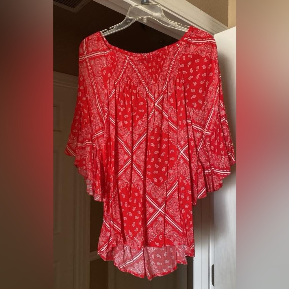 Cato Red Paisley Blouse